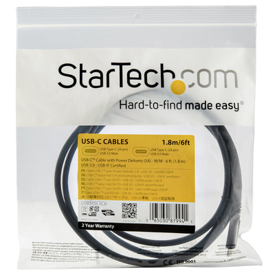 STARTECH CONSIG CABLE DE 1.8M USBC A USB TIPOC ADAP CON CAPACIDAD PD 5A USB 3.0