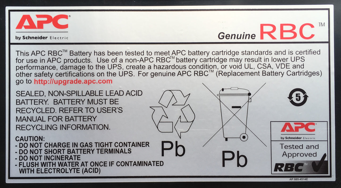 SCHNEIDER CORP. APC REPLACEMENT BATTERY CARTRIDBATT CARTRIDGE 55