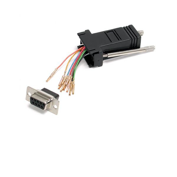 Adaptador modular serial STARTECH DB9 a RJ45 - Hembra a Hembra - 1 x RJ-45 Network Female - Oro Conector - Oro Contacto - Negro