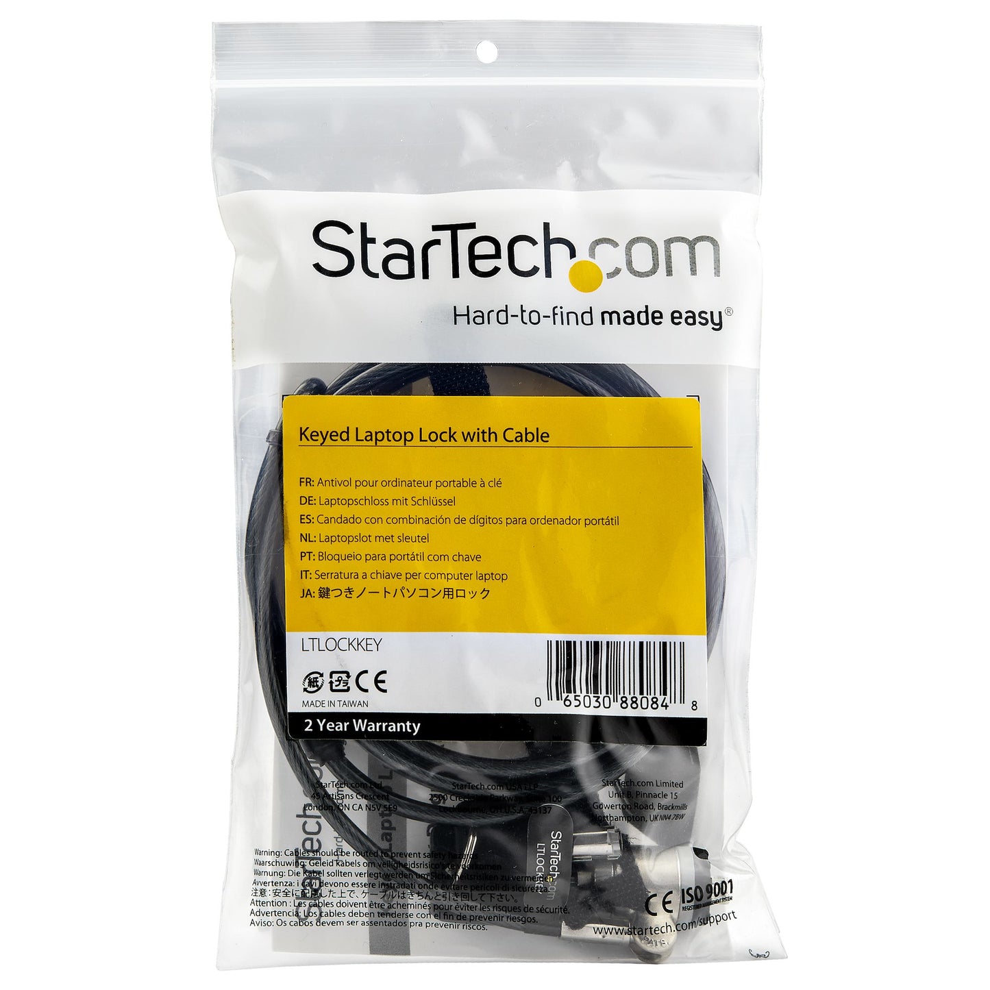 STARTECH CONSIG CABLE LOCK WITH KEYS - KEYED SEKIT CURITY CABLE LOCK