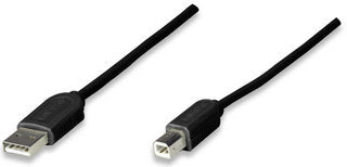 Cable USB A-B 1.8M MANHATTAN - Extremo Secundario: 1 x USB 1.1 Type B - Male - Negro