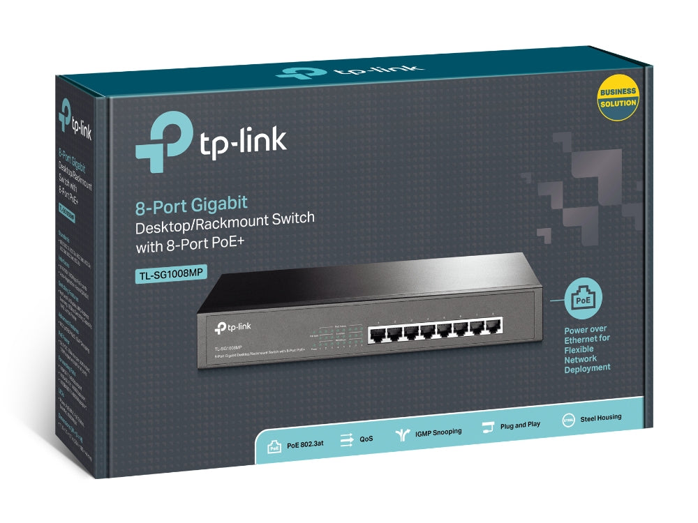 TP-LINK SWITCH GIGABIT DE 8 PTOS POE DEPERP 124W PARA RACK 13IN.CAJA DE ACERO