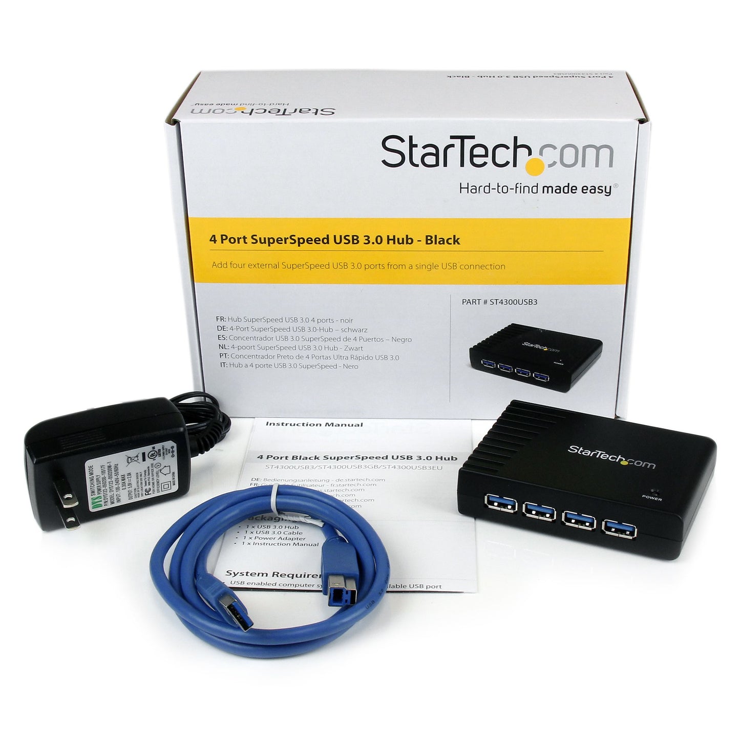 STARTECH CONSIG CONCENTRADOR HUB USB PERP 3.0 DE 4 PUERTOS CON ALIMENTACIO.