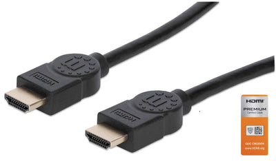 Cable Certificado Premium Manhattan 355353, HDMI 2.0 Macho - HDMI 2.0 Macho, 4K, 60Hz, 3 Metros, Negro
