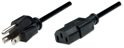 Cable de alimentación estándar para PC MANHATTAN 1.8M NEGRO - Para Computadora de escritorio - NEMA 5-15 / IEC 60320 C13 - 18 Medida - 125 V AC - Negro