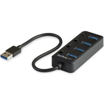 Hub USB 3.0 STARTECH de 4 Puertos - 5Gbps - USB de 4 Puertos USB-A con Interruptores Individuales de Encendido/Apagado, color negro