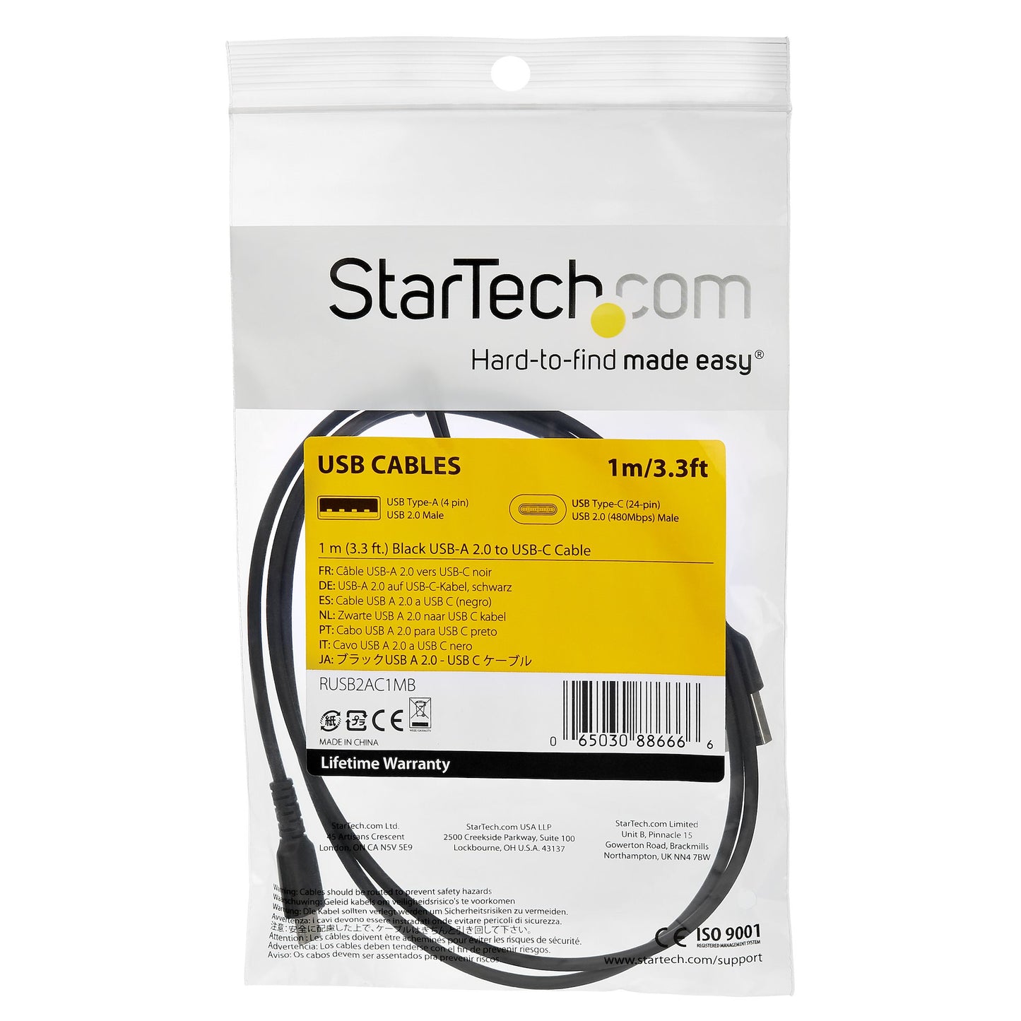 STARTECH CONSIG CABLE USB TIPO C DE 1 M ADAP NEGRO-CON FIBRA ARAMIDA