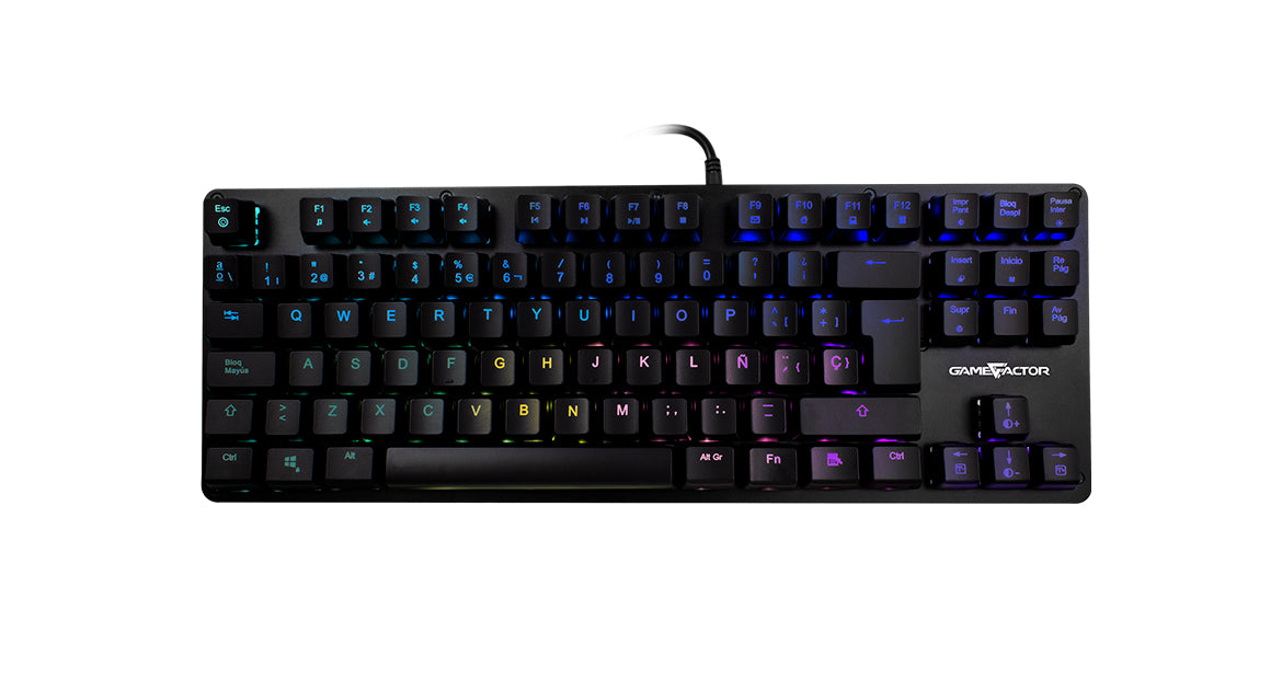 Teclado Gamer RGB KBG500-BL Game Factor, Mecánico, Switch KRED Blue, Alámbrico, Negro (Español)