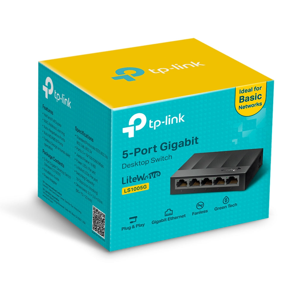 TP-LINK LITEWAVE 5-PORT GIGABIT DESKTOPPERP SWITCH 5GIGABIT RJ45 PORTS DESKT