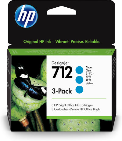 3ED77A Cartucho HP DesignJet 712 Cian Original, 29 ml - 3 Piezas