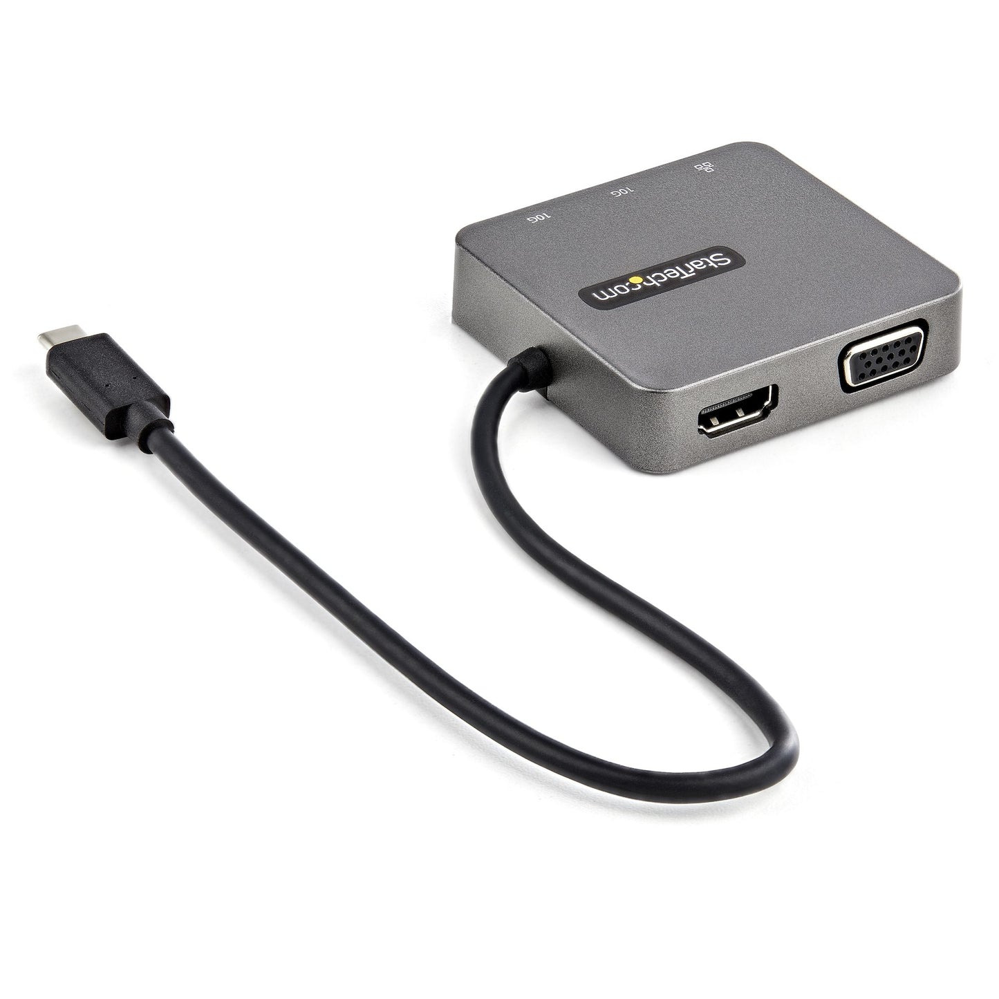 StarTech.com Docking Station USB C, 1x USB A, 1x HDMI/VGA/RJ-45, Negro/Plata