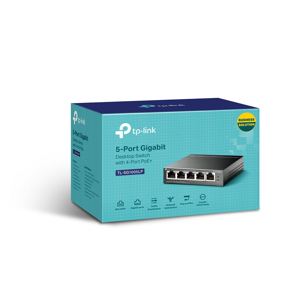 Switch TP-Link Gigabit Ethernet TL-SG1005LP, 5 Puertos 10/100/1000 (4x PoE+), 10Gbit/s, 2000 Entradas - No Administrable