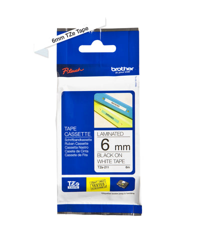 BROTHER CINTA NEGRO SOBRE BLANCO RIBB 6MM X 8M