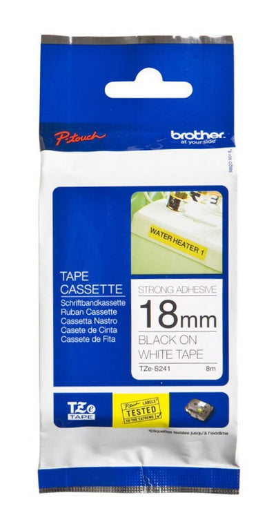 BROTHER CINTA NEGRO SOBRE BLANCO 18MM RIBB X 8M ADHESIVO IND EXTRA FUERTE