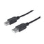 Cable MANHATTAN USB V2.0 A-B 1.8M, Negro - Extremo Secundario: 1 x USB 2.0 Type B - Male - 480Mbit/s - Apantallado - Oro Contacto chapado - 28 AWG - Negro