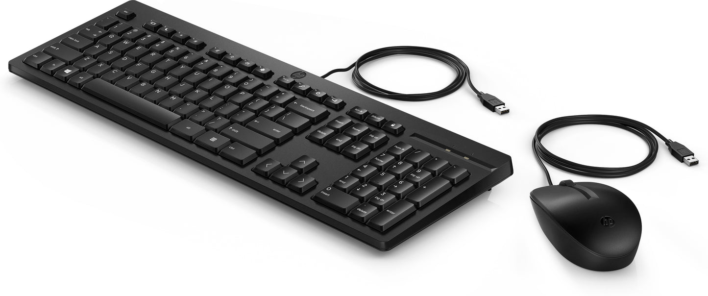 Kit de teclado y mouse HP 225, Alámbrico, USB-A, Negro