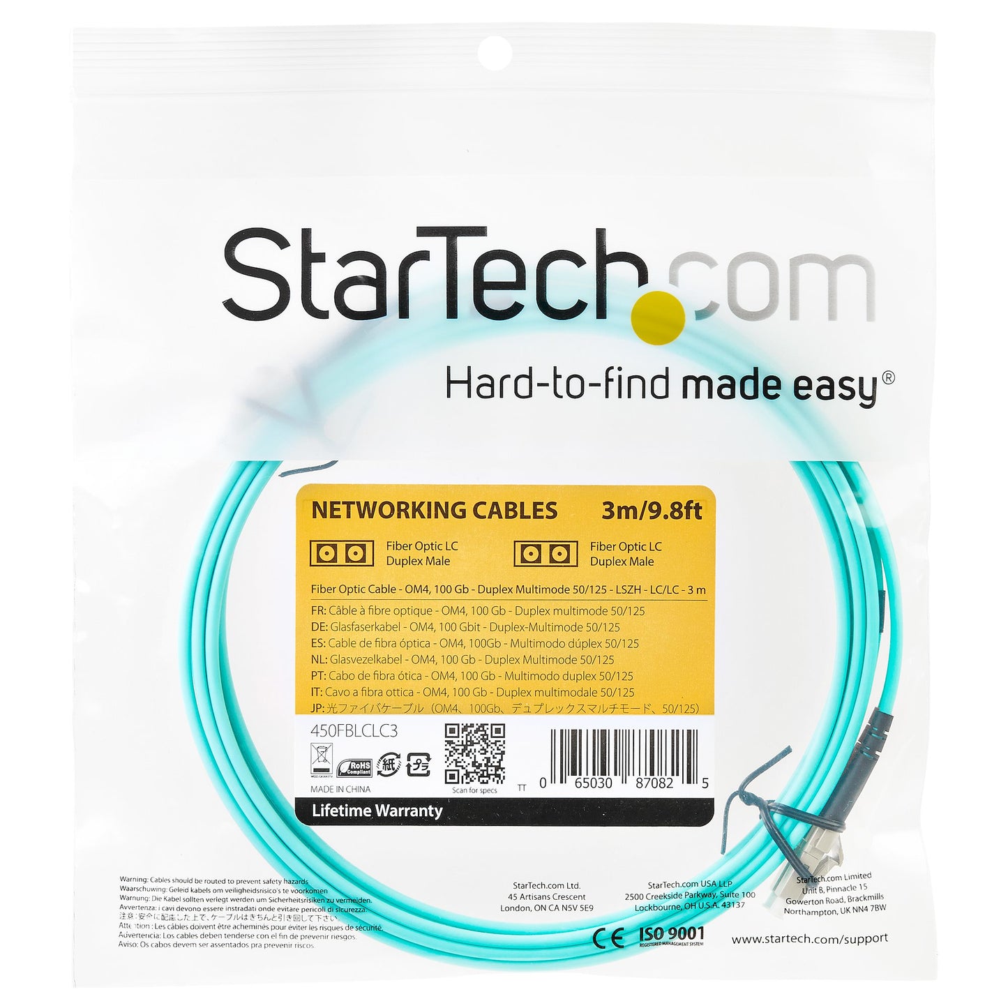 STARTECH CONSIG CABLE 3M FIBRA DUPLEX MULTI LC CABL OM4 100GB 50/125 LSZH AGUAMARINA