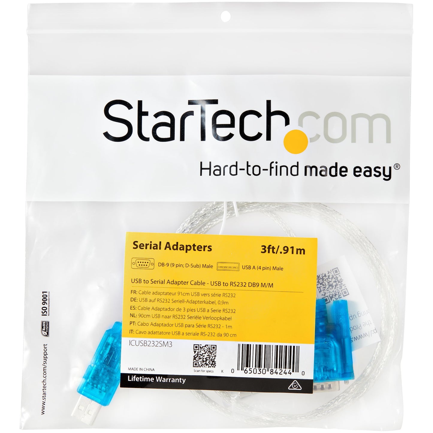 STARTECH CONSIG CABLE 0.9M USB A PUERTO SERIAL CABL RS232 DB9 PC MAC LINUX .