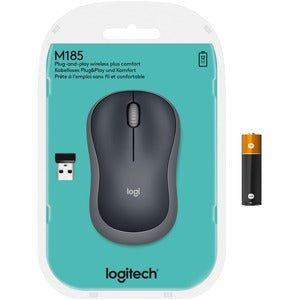 Ratón M185 Logitech, Inalámbrico, USB, 1000DPI, Negro