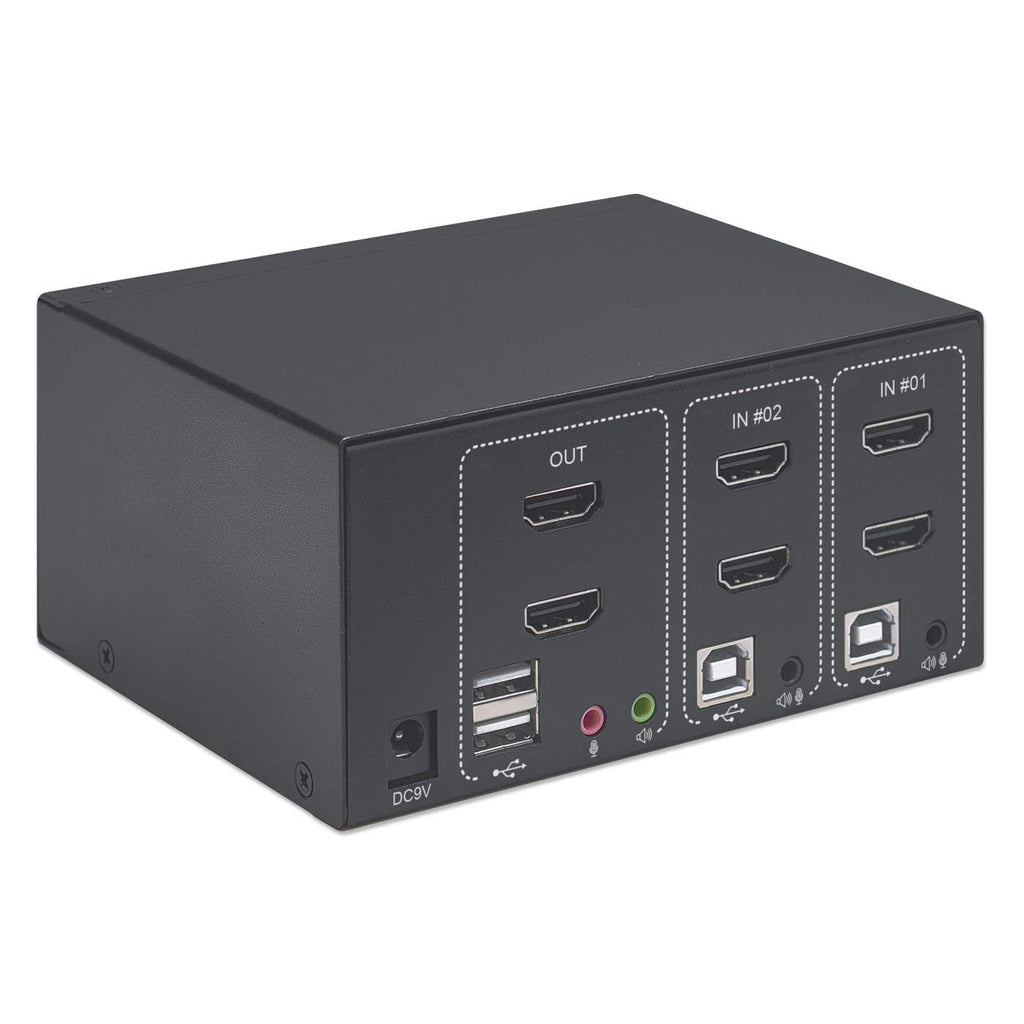 INTRACOM SWITCH KVM PARA 2 COMPUTADORAS CABL Y 2 MONITORES HDMI 4K 2USB 3.5MM