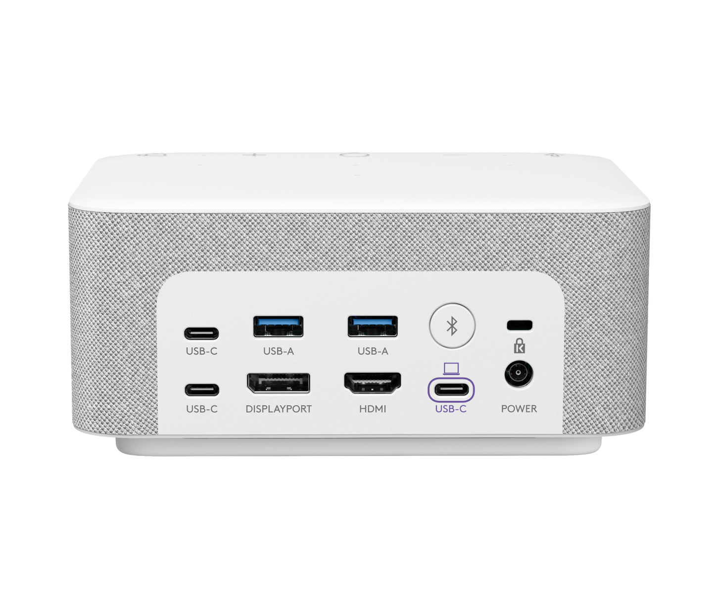 Docking Station Logitech con puertos de USB Tipo-C, USB A, DisplayPort, HDMI, Bluetooth, Color Blanco.