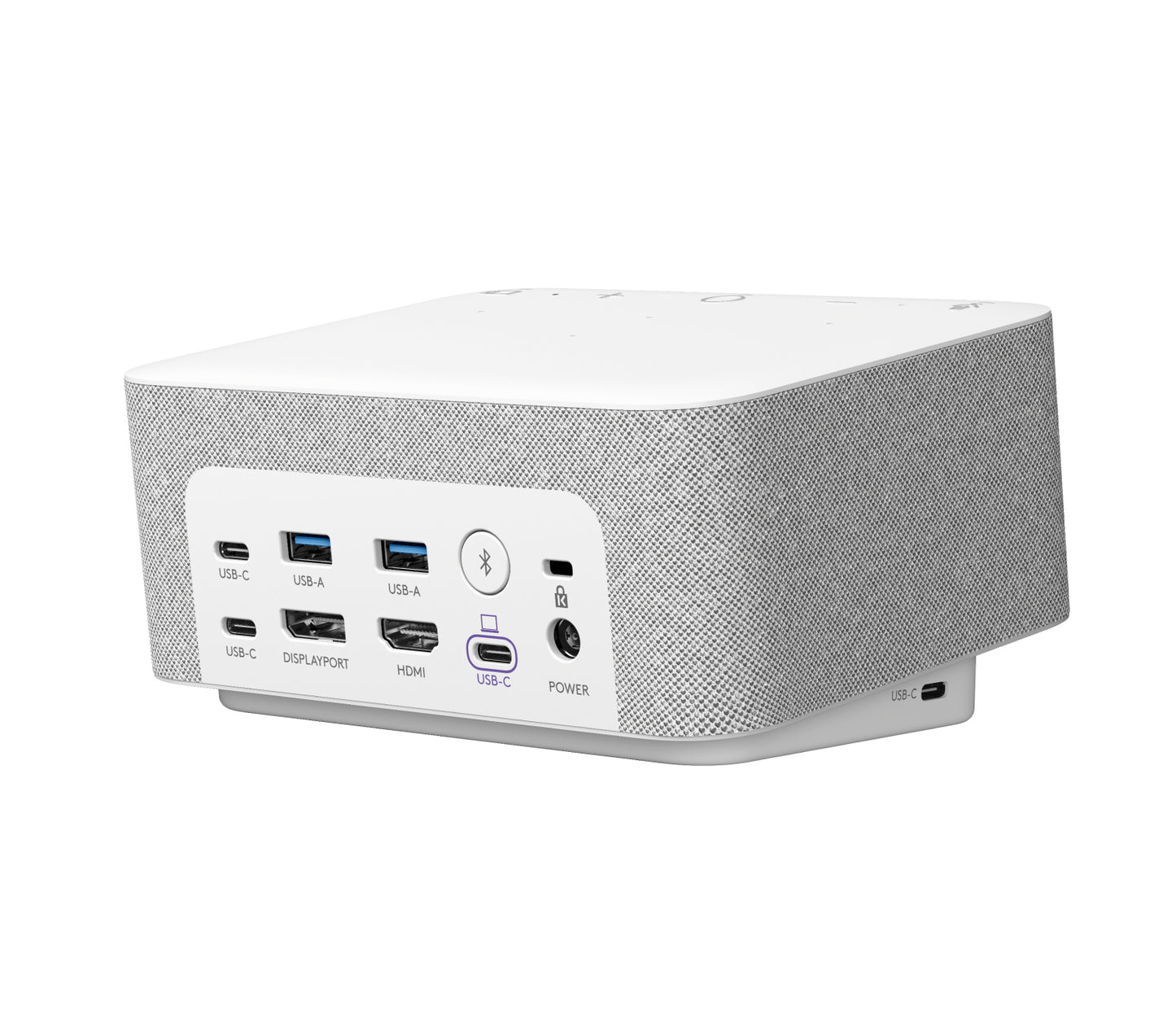 Docking Station Logitech con puertos de USB Tipo-C, USB A, DisplayPort, HDMI, Bluetooth, Color Blanco.