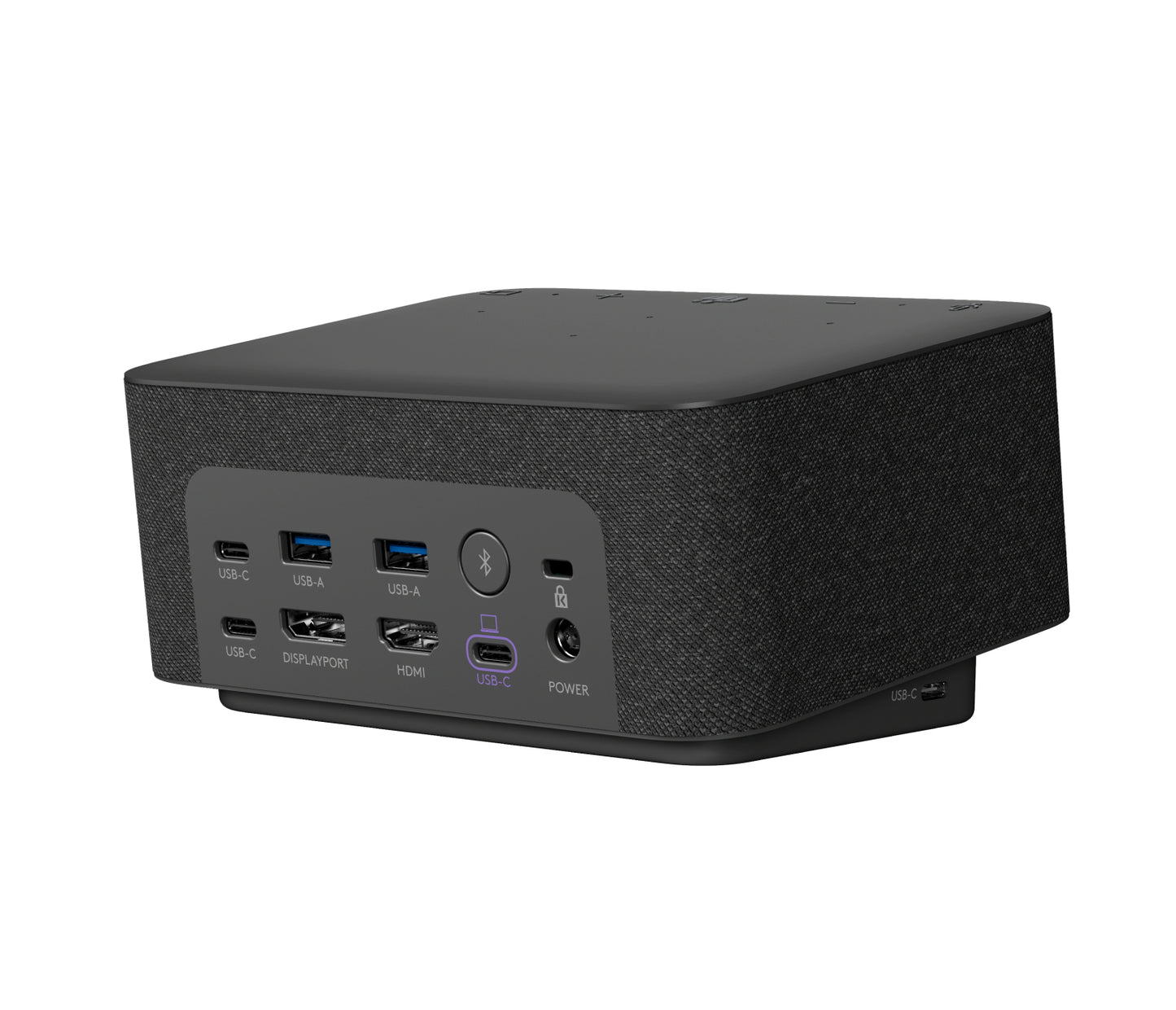 Docking Station Logitech con puertos de USB Tipo-C, USB A, DisplayPort, HDMI, Bluetooth.