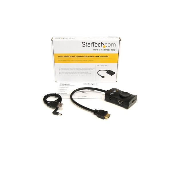 STARTECH CONSIG DIVISOR SPLITTER 2 PUERTOS CABL HDMI AUDIO ALIMENTACION USB 1080P