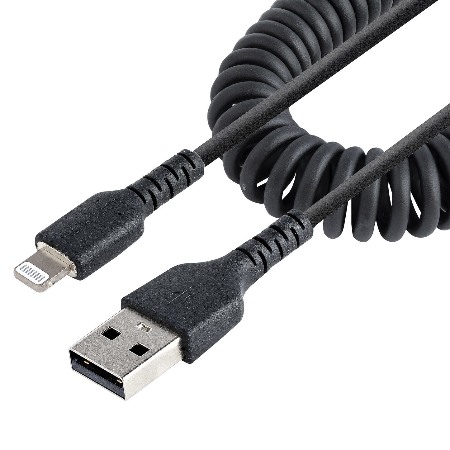 Cable Espiral StarTech.com RUSB2ALT1MBC. Lightning Macho - USB A Macho, 1 Metro, Negro