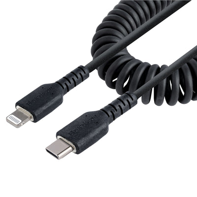 Cable Espiral StarTech.com RUSB2CLT1MBC, Lightning Macho - USB-C Macho, 1 Metro, Negro