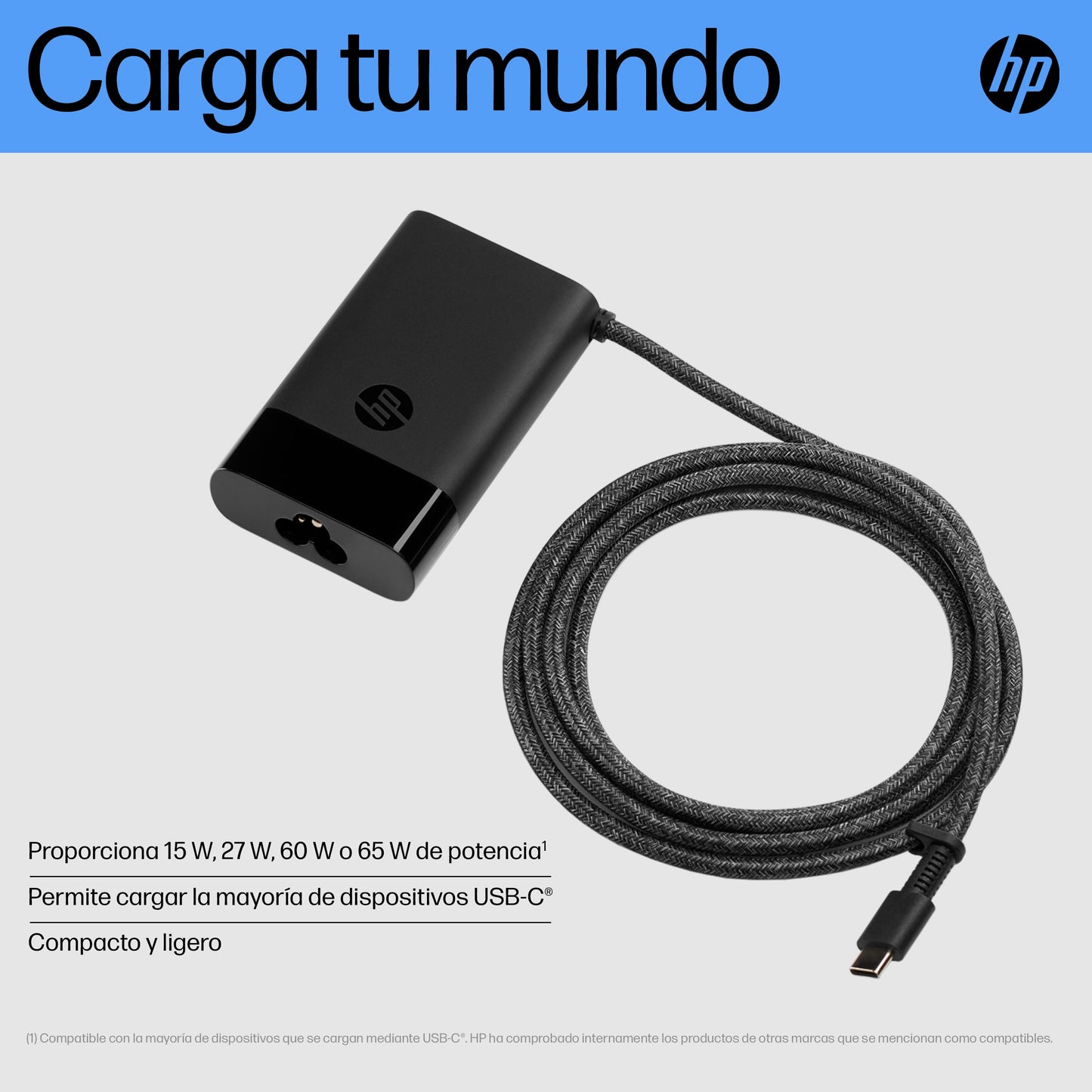 Cargador HP Original, 65W, 5 - 20V, USB-C