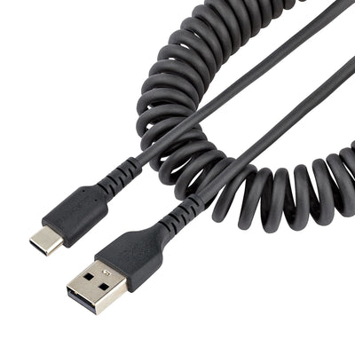 Cable Espiral StarTech.com R2ACC-50C-USB-CABLE, USB-A Macho - USB-C Macho, 50cm, Negro