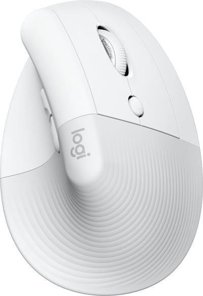 Mouse Vertical Ergonómico Logitech Lift 910-006469 | Mano Derecha | 4000 DPI | Logi Bolt + Bluetooth | 6 Botones | 1 Pila AA | Blanco | 54% PCR | SKU 910-006469