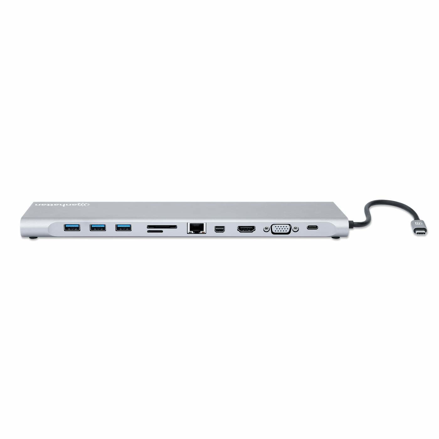 USB-C 11 puntos MANHATTAN Docking HDMI/Mini DP/VGA, U - 3 Displays Supported - 4K, Full HD - 3840 x 2160
