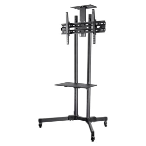 Soporte Movil para pantallas de 32" A 70" Brobotix, con altura ajustable con repisa y soporta hasta 50 kg