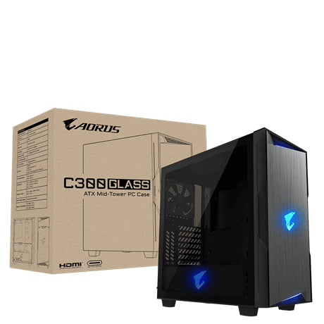 GIGABYTE PP GABINETE AORUS MEDIA TORRE NEGRDESK O RGB C300 GLASS ATX TG