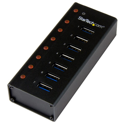Concentrador USB 3.0 STARTECH de 7 Puertos con Gabinete de Metal - 5Gbps - Hub de Escritorio o Montaje en Pared.
